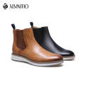 Wholesale High Ankle Winter Warm Up Men Leather Shoes Chelsea Boots